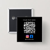 QR-code met Social Media-pictogrammen Easy Custom  Vierkante Button 5,1 Cm (Voorkant /achterkant)