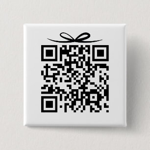 QR-code met strik Geschenkdoos voor bruid & bruide Vierkante Button 5,1 Cm