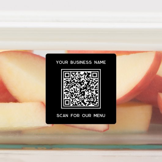 QR-code met tekst Business Scan for Menu Labels (Aangebracht)