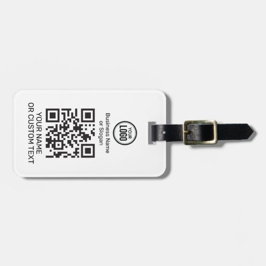 QR-code met tekst en Logo Bagagelabel (Voorkant horizontaal)