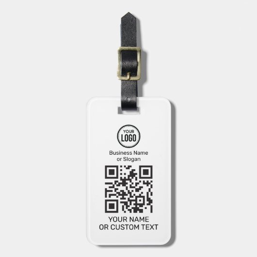 QR-code met tekst en Logo Bagagelabel (Voorkant verticaal)