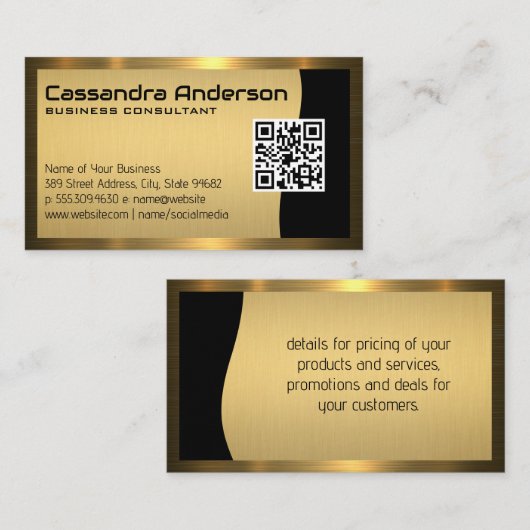 QR-code/metalen goudgrens Visitekaartje (Voorkant / Achterkant)