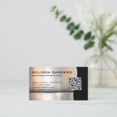 QR-code / metalen zilveren klinknagels Visitekaartje (Staand voorkant)