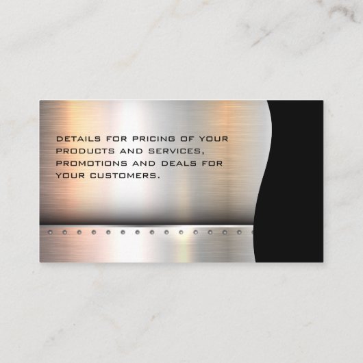 QR-code / metalen zilveren klinknagels Visitekaartje (Achterkant)