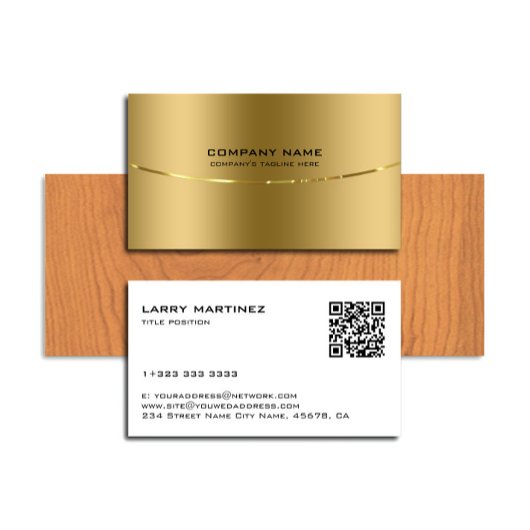 QR Code Metallic Faux Goud en Wit Visitekaartje