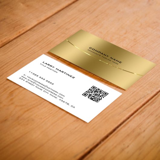 QR Code Metallic Faux Goud en Wit Visitekaartje