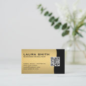 QR-code / Metallic Gold Visitekaartje (Staand voorkant)