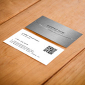 QR Code Metallic Grijs en Wit Visitekaartje