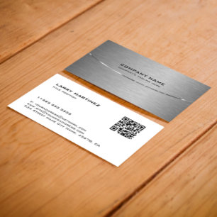 QR Code Metallic Grijs en Wit Visitekaartje