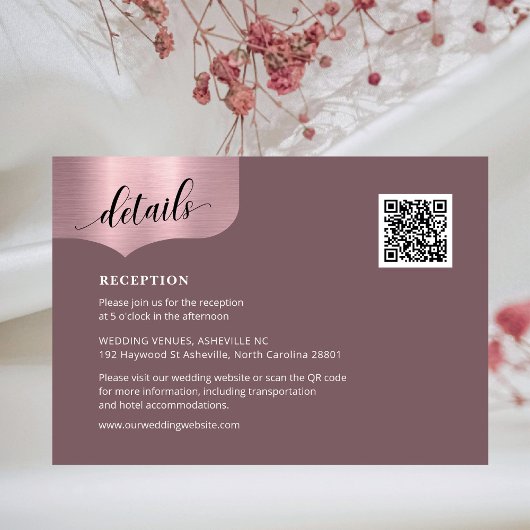 QR Code Metallic Roos Goud Sinaasappel Details Huw Informatiekaartje