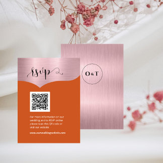 QR Code Metallic Roos Goud Sinaasappel Wedding RSV Informatiekaartje