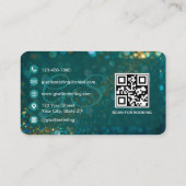 QR Code Microblading Teal Gold Glitter  Visitekaartje (Achterkant)