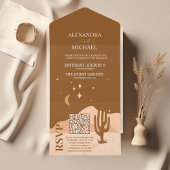 QR Code  Mid Century Desert Bruiloft All In One Uitnodiging