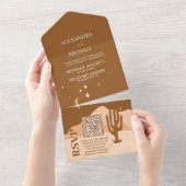 QR Code  Mid Century Desert Bruiloft All In One Uitnodiging (Afscheurbaar)