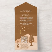 QR Code  Mid Century Desert Bruiloft All In One Uitnodiging (Binnen)