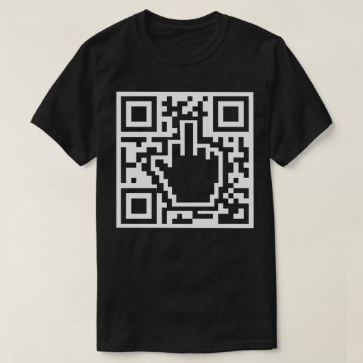QR-code Midden-vingerafdruklezer hier scannen T-shirt (Design voorkant)