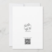 QR-code Minimaal Botanisch Monogram Trouwen  Kaart (Achterkant)