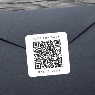 QR Code Minimaal Huwelijk Save the Date Vierkante Sticker