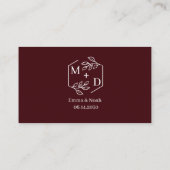 Qr Code Minimaal Monogram Trouwdetails Burgundyroo Informatiekaartje (Achterkant)