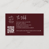 Qr Code Minimaal Monogram Trouwdetails Burgundyroo Informatiekaartje (Voorkant)