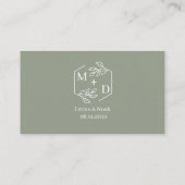Qr Code Minimaal Monogram Trouwdetails SageGreen Informatiekaartje (Achterkant)