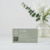 Qr Code Minimaal Monogram Trouwdetails SageGreen Informatiekaartje (Staand voorkant)