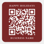 QR-code minimaal Prettige feestdagen Business Red Vierkante Sticker (Voorkant)