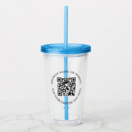 QR-code | Minimale, eenvoudige, eenvoudige witte s Acryl Drinkbeker