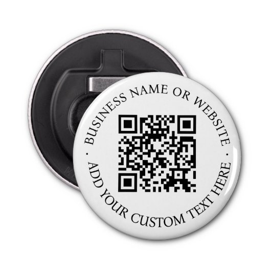 QR-code | Minimale, eenvoudige, eenvoudige witte s Button Flesopener (Voorkant)