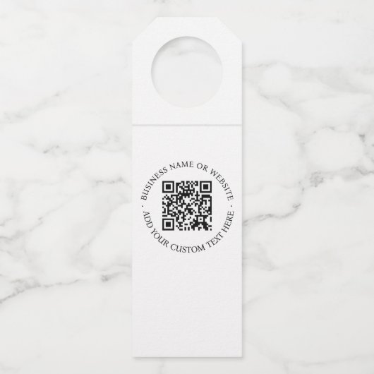 QR-code | Minimale, eenvoudige, eenvoudige witte s Flessenhanger (Voorkant)