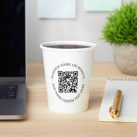 QR-code | Minimale, eenvoudige, eenvoudige witte s Papieren Bekers (Insitu)