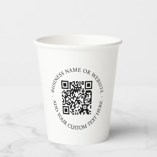 QR-code | Minimale, eenvoudige, eenvoudige witte s Papieren Bekers (Voorkant)