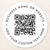 QR-code | Minimale, eenvoudige, eenvoudige witte s Ronde Kartonnen Onderzetter (Voorkant)