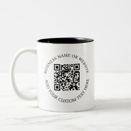 QR-code | Minimale, eenvoudige, eenvoudige witte s Tweekleurige Koffiemok (Links)