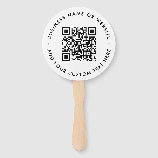 QR-code | Minimale, eenvoudige witte ronde Handwaaier (Voorkant)