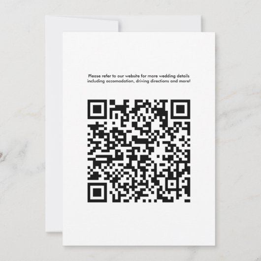 QR Code Minimale Klassieke Zwart Wit 2024 Bruiloft Kaart (Achterkant)
