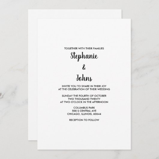 QR Code Minimale Klassieke Zwart Wit 2024 Bruiloft Kaart (Voorkant / Achterkant)