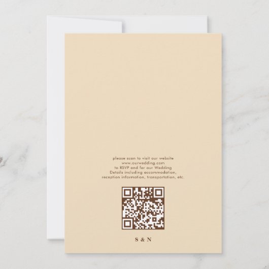 QR-code Minimale moderne beige bruiloft Kaart (Achterkant)