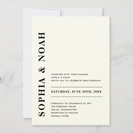 QR-code Minimale moderne ivoren bruiloft Kaart (Voorkant)