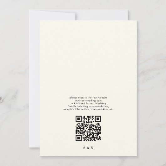 QR-code Minimale moderne ivoren bruiloft Kaart (Achterkant)