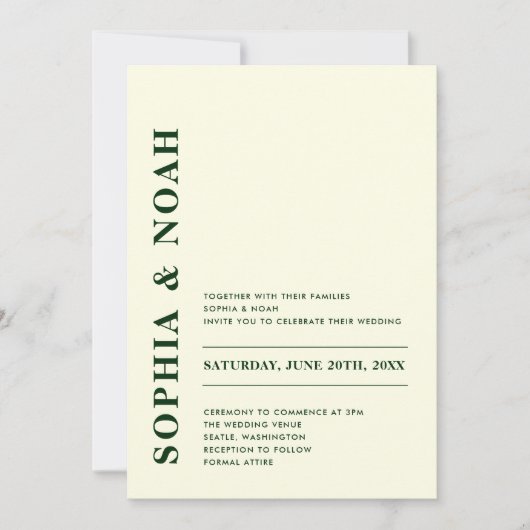 QR-code Minimale moderne ivoren bruiloft Kaart (Voorkant)