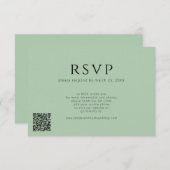 QR-code minimale moderne salie groene bruiloft RSVP Kaartje (Voorkant / Achterkant)