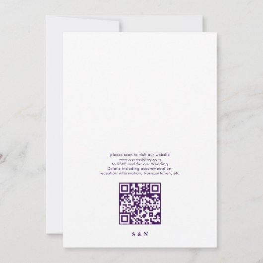 QR-code Minimale moderne witte bruiloft Kaart (Achterkant)