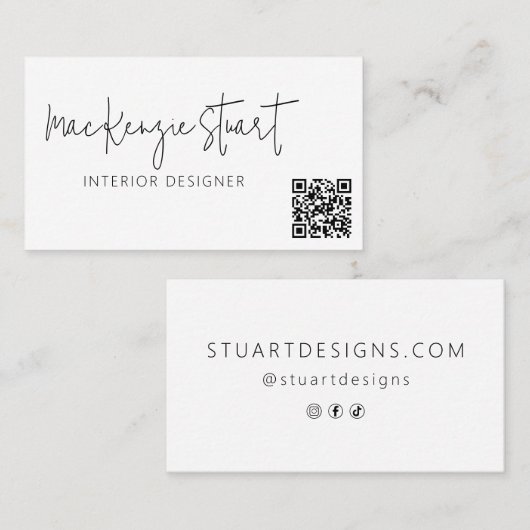 QR-code Minimale sociale media Modern Professional Visitekaartje (Voorkant / Achterkant)