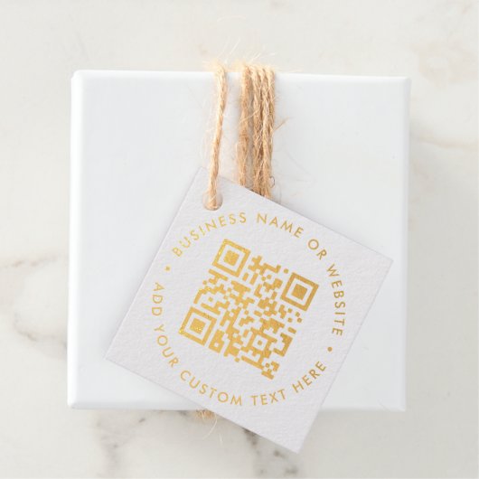 QR-code Minimaliseert eenvoudig schoon wit en goud Bedankjes Labels (Met doos)