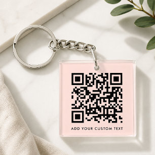 QR-code minimaliseert eenvoudige dubbelroze aangep Sleutelhanger