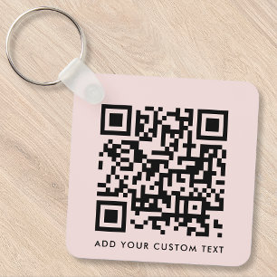QR-code minimaliseert eenvoudige dubbelroze aangep Sleutelhanger