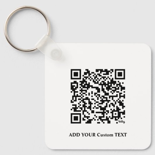 QR-code minimaliseert eenvoudige witte aangepaste Sleutelhanger (Voorkant)