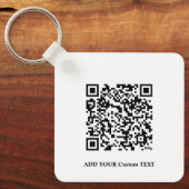 QR-code minimaliseert eenvoudige witte aangepaste Sleutelhanger (Voorkant)
