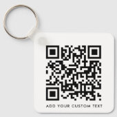 QR-code Minimaliseert eenvoudige, witte aangepaste Sleutelhanger (Voorkant)